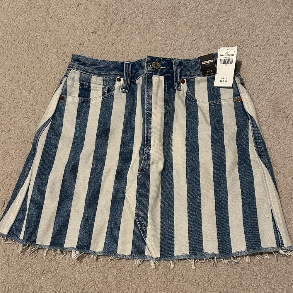 Abercrombie & Fitch Denim Striped Mini Skirt